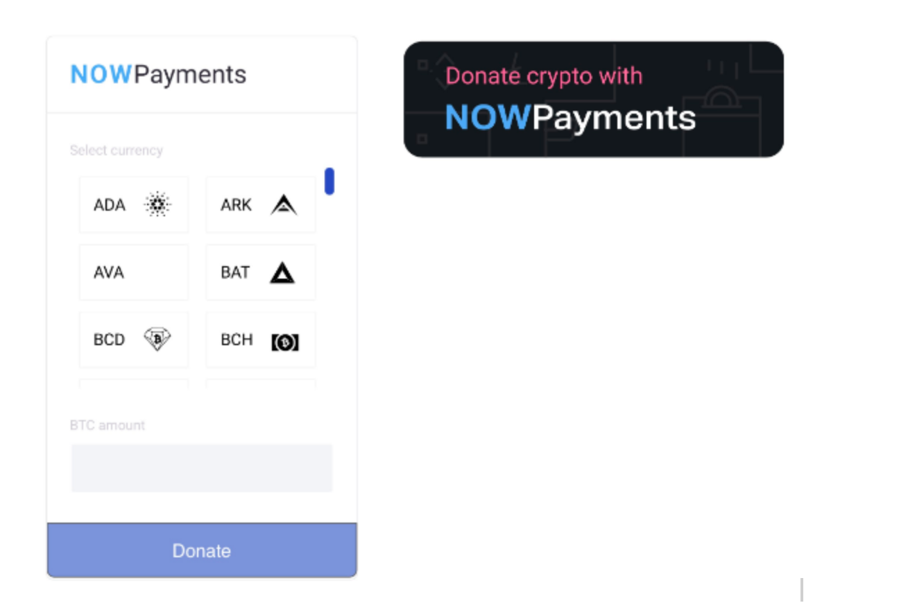 Accept donations in cryptocurrency