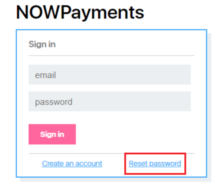 Reset password button